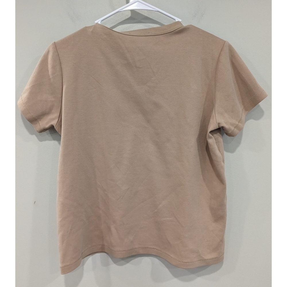 Bohme Short Sleeve Khaki Top Cotton Blend Size Large - Picture 4 of 7